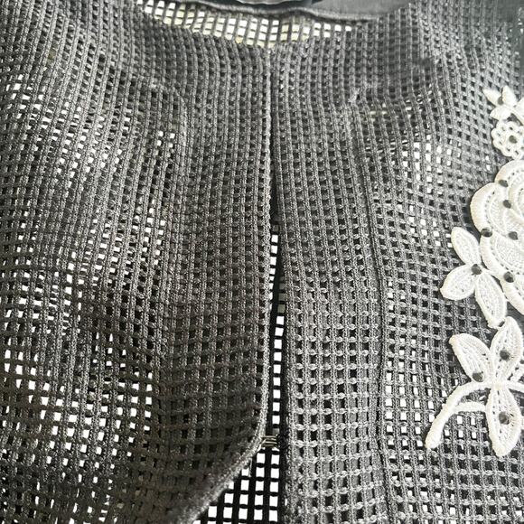 Maria Grazia Severi Black Perforated Lattice Mesh Embroidered Jacket It 48/US 12 - Picture 3 of 11